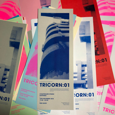 Tricorn:01 Exhibition Poster – Risograph Print - foursandeights