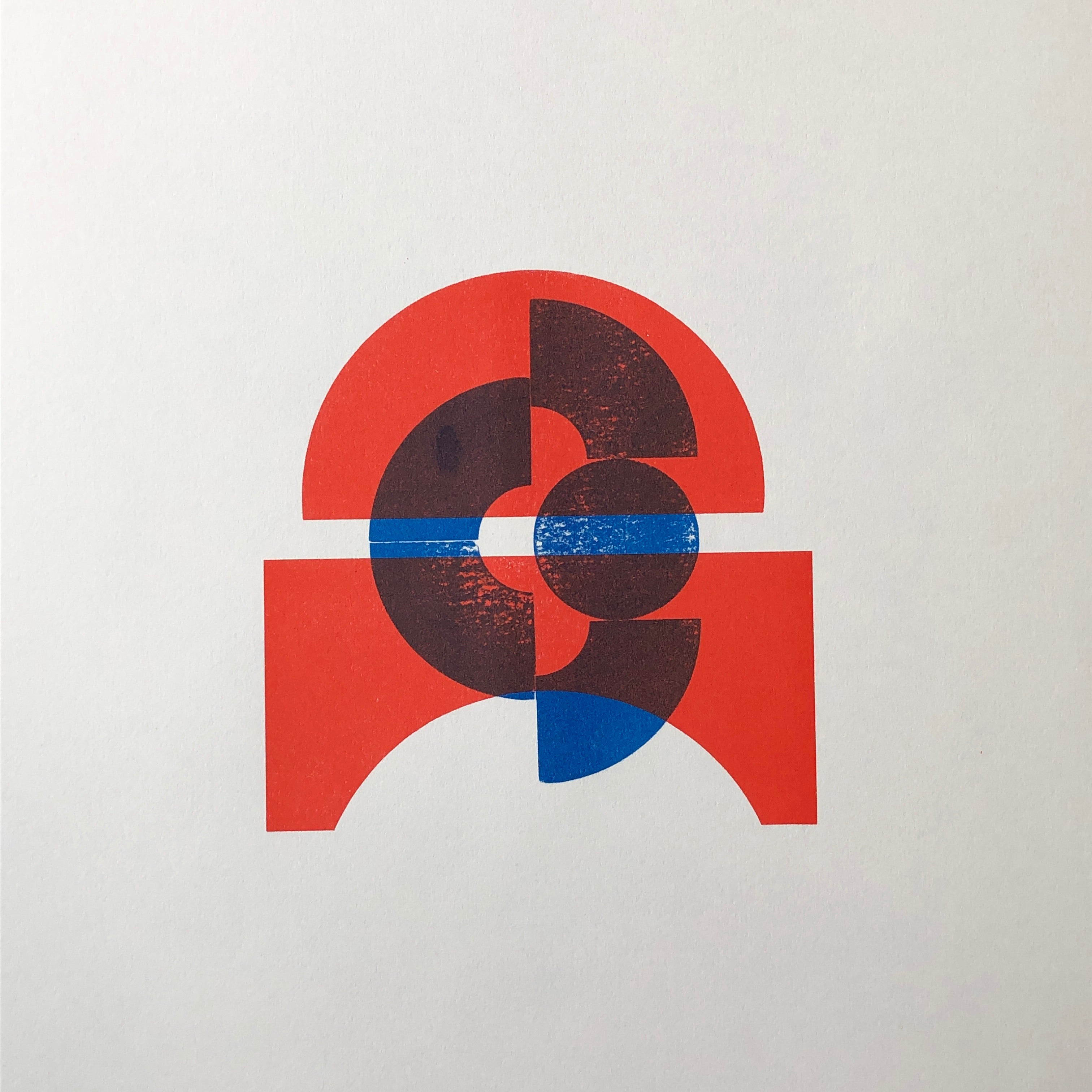 RED & BLUE PRINTED BLOCK “BUTTON” A3 Risograph Print – 001