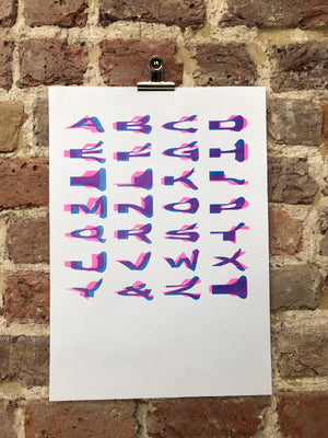 WARP ALPHABETS OVERLAY A3 RISO PRINT - foursandeights