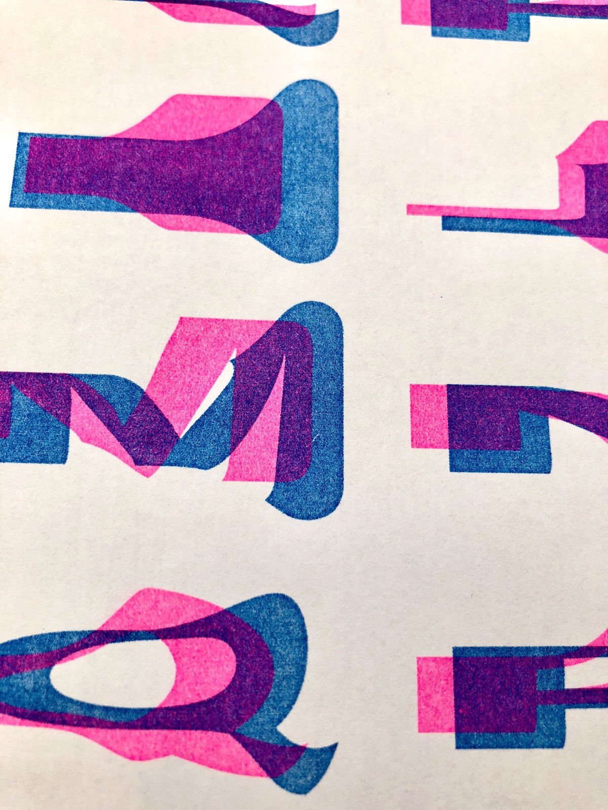 WARP ALPHABETS OVERLAY A3 RISO PRINT - foursandeights