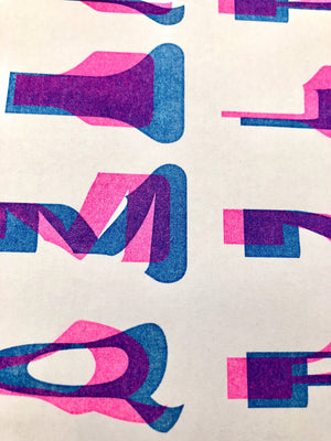 WARP ALPHABETS OVERLAY A3 RISO PRINT - foursandeights