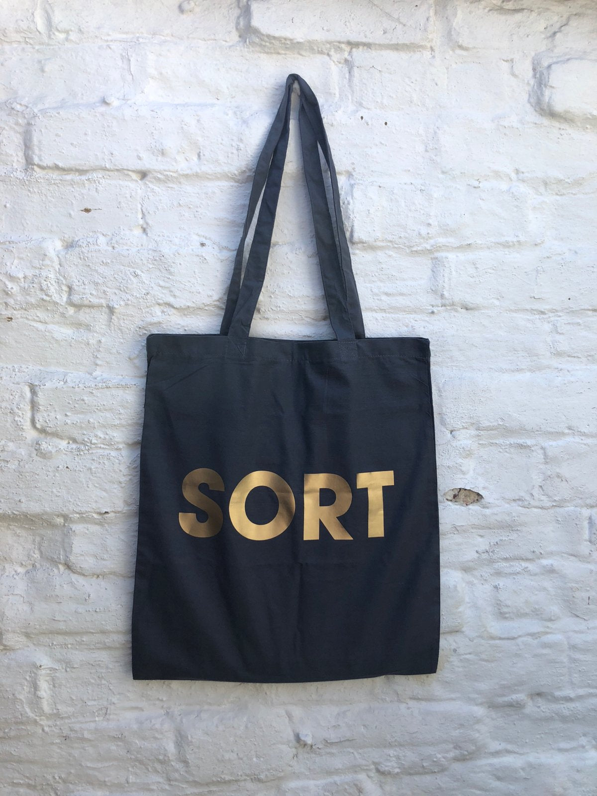 POMPEY TYPE SERIES -  SORT - GREY & GOLD TOTE BAG - foursandeights